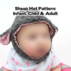 Kawaii Schaf- und Lamm-Tiermütze – Nähvorlage – 4 Größen (Baby, Kleinkind, Kind, Erwachsene) (PDF)