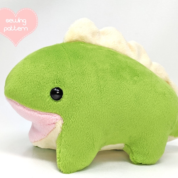 Plush sewing pattern PDF - Kawaii derpy dinosaur - Stegosaurus plushie stuffed animal 10 inch dragon fantasy monster soft toy softie