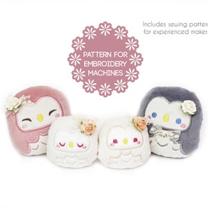 Sewing AND ITH in the hoop plush pattern - Owl embroidery machine design plushie - kawaii FAST 45min easy - stuffed animal stuffie nursery