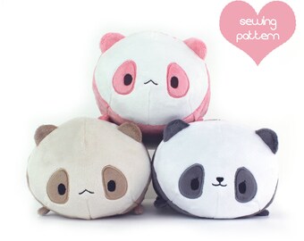 Plush sewing pattern PDF Panda Bear Roll plushie - kawaii stacking loaf easy cute anime stuffed animal, DIY softie nursery baby shower gift