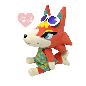 Patrón de costura de peluche de perro lobo femenino - Lobo articulado de 35 cm (14 pulgadas) en formato PDF