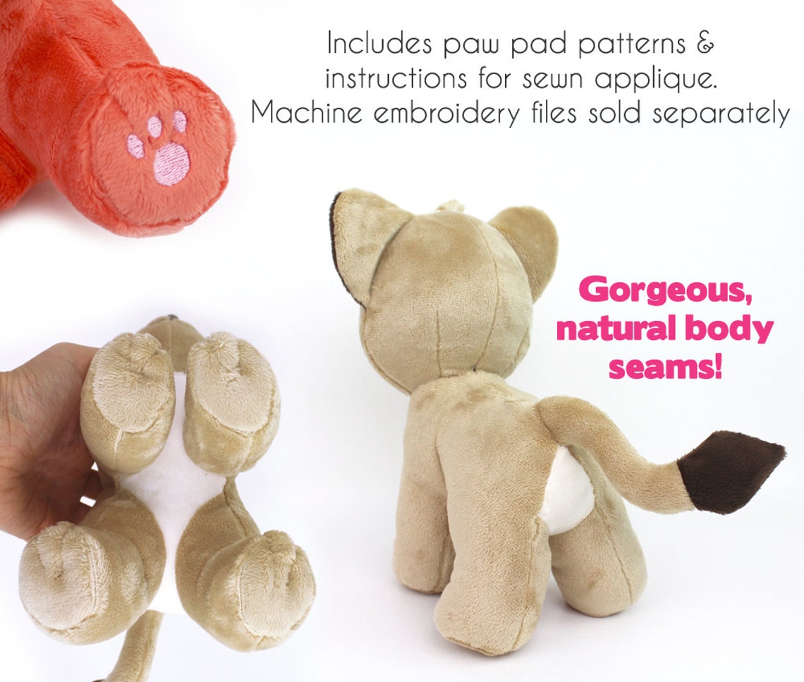 Plush sewing pattern PDF Lion Cub stuffed animal plushie | Etsy
