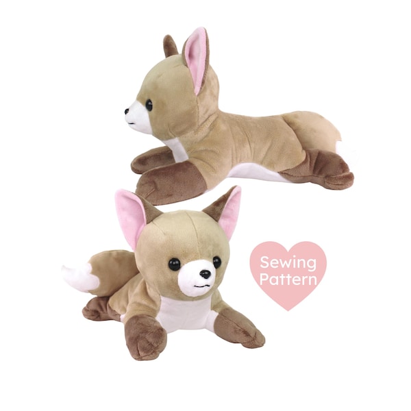 Patrón de costura de zorro de peluche - Peluche canino salvaje de 15 pulgadas (PDF)