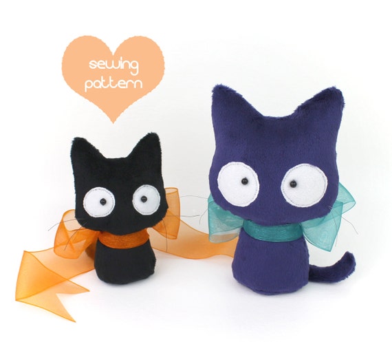 Plush Sewing Pattern PDF Cat Stuffed Animal Easy Beginner Kitten Cute  Plushie Beginner Craft Handheld Black Cat Halloween DIY Gift Idea 