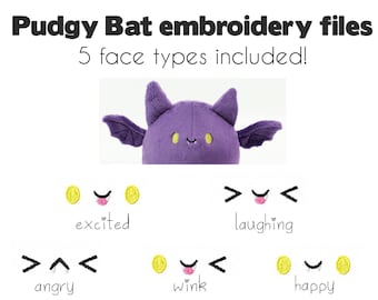 Kawaii Bat Face Plush Machine Embroidery Design - 5 Styles 4x4 Halloween