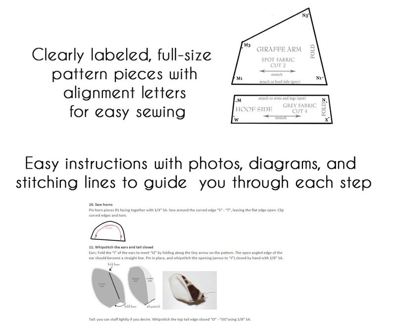 13 OFF Plush sewing pattern Kawaii Giraffe and My Little Pony Unicorn