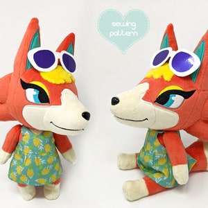 Plush sewing pattern PDF - Audie wolf anthro furry fox dog canine plushie kawaii stuffed animal 14inch jointed