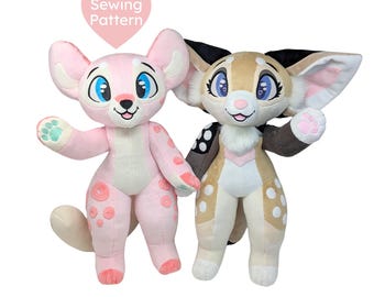 Furry Plush Sewing Pattern Bundle - 18 inch Standing Digi Canine Feline PDF