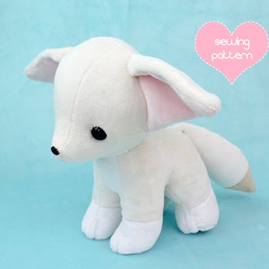 Plush sewing pattern PDF Fennec Fox stuffed animal - furry anthro chihuahua dog plushie kawaii plushie standing wolf canine 12in