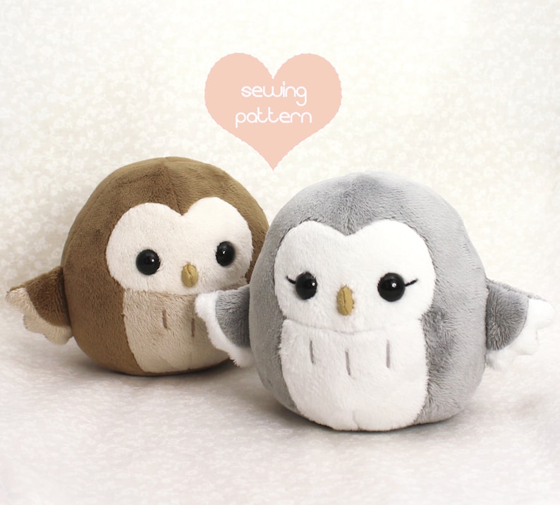 Plush sewing pattern PDF Owl plushie  easy kawaii stuffed afbeelding 1