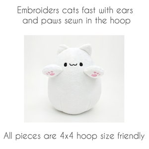 Embroidery machine files Bongo Cat kawaii plush face, paws, ears for stuffed animal plushie digital download soft toy image 2