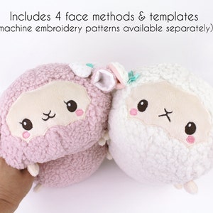 Patron de couture pour peluche, rouleau de moutons en peluche avec vidéo, peluche kawaii facile à empiler, agneau, alpaga, lama, peluche de 11 po. image 3