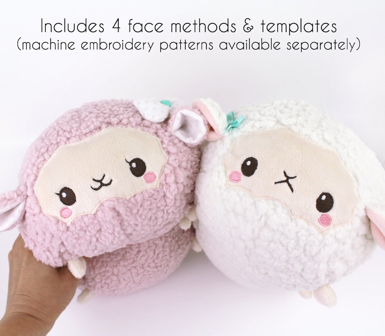 Patron de couture pour peluche, rouleau de moutons en peluche avec vidéo, peluche kawaii facile à empiler, agneau, alpaga, lama, peluche de 11 po. image 3