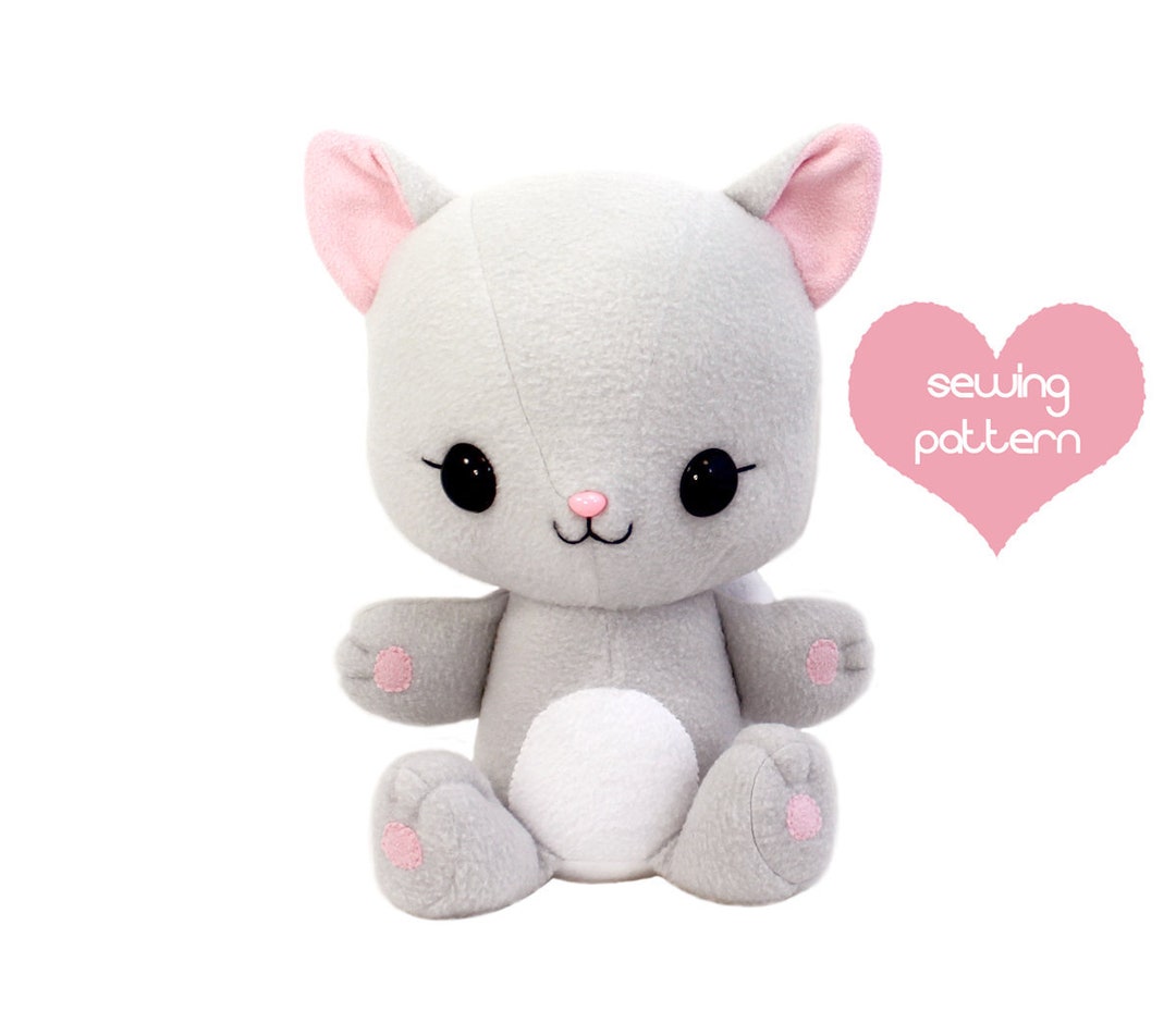 Cute Cat Plush Sewing Pattern, Adorable Stuffed Animal Easy
