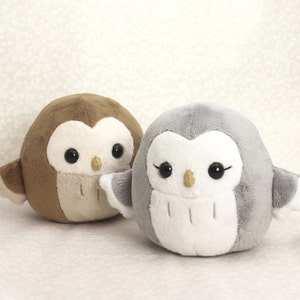 Custom plush sewing kit - 2 Owl plushies (brown, grey)