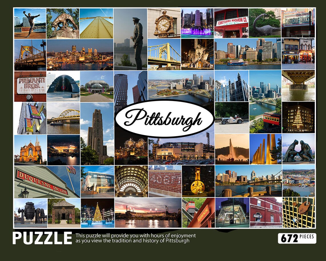 Pittsburgh Collage Puzzle 672 Pieces Pittsburgh Jigsaw Etsy