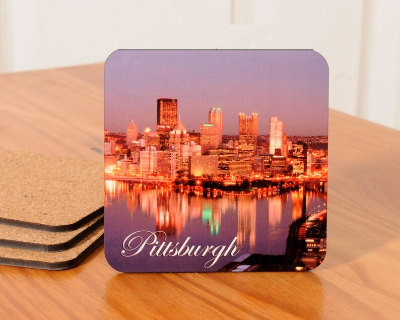 Pittsburgh Skyline Coasters Set of 4 Etsy