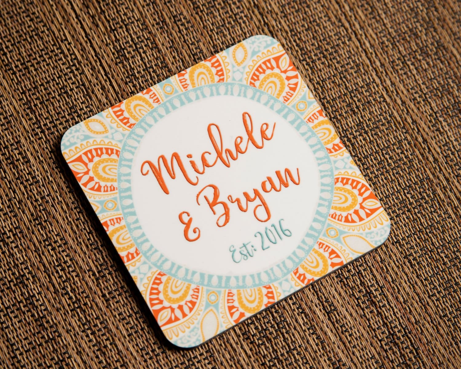 Personalized Monogramed Coasters Boho Coasters Bohemian Etsy