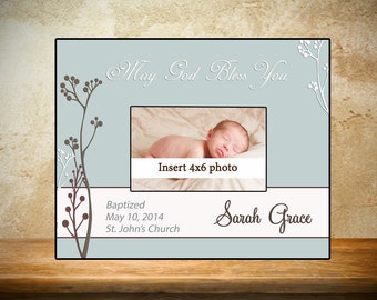 Personalized Baptism/Christening Frame - LIght Steel Blue Theme