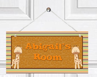 Personalized Child's Door Sign - Giraffe Theme