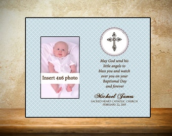 Personalized Baptism/Christening Frame - Light Blue Theme