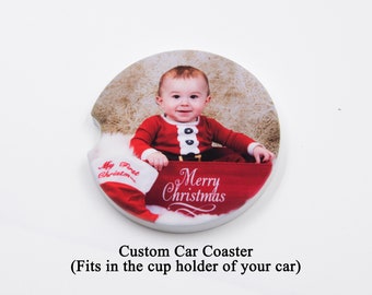 Custom Photo Car Coaster: Sandstone Car Cup Holder (ONE)