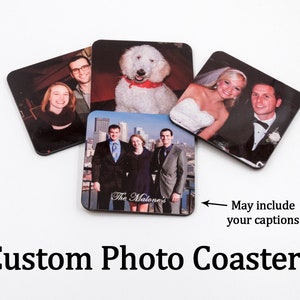 Quick Shipping Photo Coasters, Personalized photo coasters, custom coasters, set of 4 coasters, Christmas Photo Gift, Christmas gift image 1