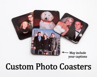 ¡Envío rápido!  Posavasos fotográficos, posavasos fotográficos personalizados, posavasos personalizados, conjunto de 4 posavasos, regalo de foto de Navidad, regalo de Navidad