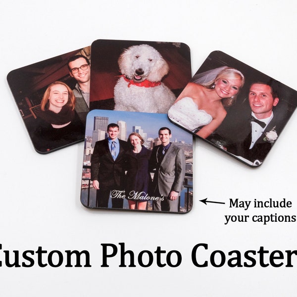 Quick Shipping!  Photo Coasters, Personalized photo coasters, custom coasters,  set of 4 coasters, Christmas Photo Gift, Christmas gift