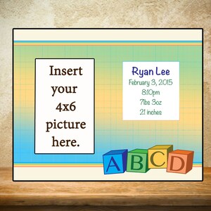 Personalized Baby Frame/Birth Frame - building blocks frame