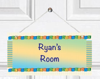 Personalized Child's Door Sign - Baby Blocks Theme