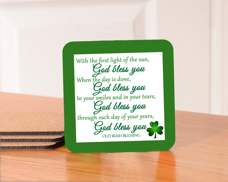 Irish Blessing Coasters, Ireland Coasters set of 4 image 1