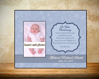 Personalized Baptism/Christening Frame - Light Blue Theme