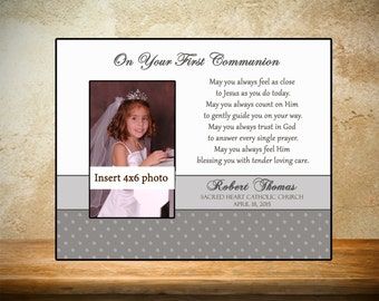 Personalized First Communion Frame - Gray/Silver Theme