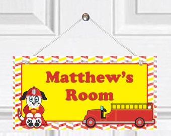 Personalized Child's Door Sign - Fire Truck theme