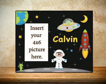 Personalized Baby Frame/Birth Frame - Outer space Theme - boy or girl astonaut available