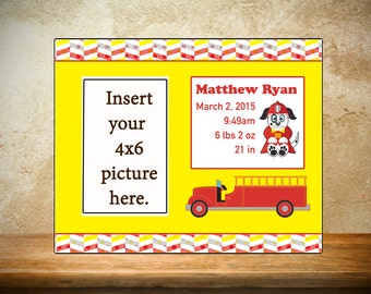 Personalized Children's Firetruck Frame