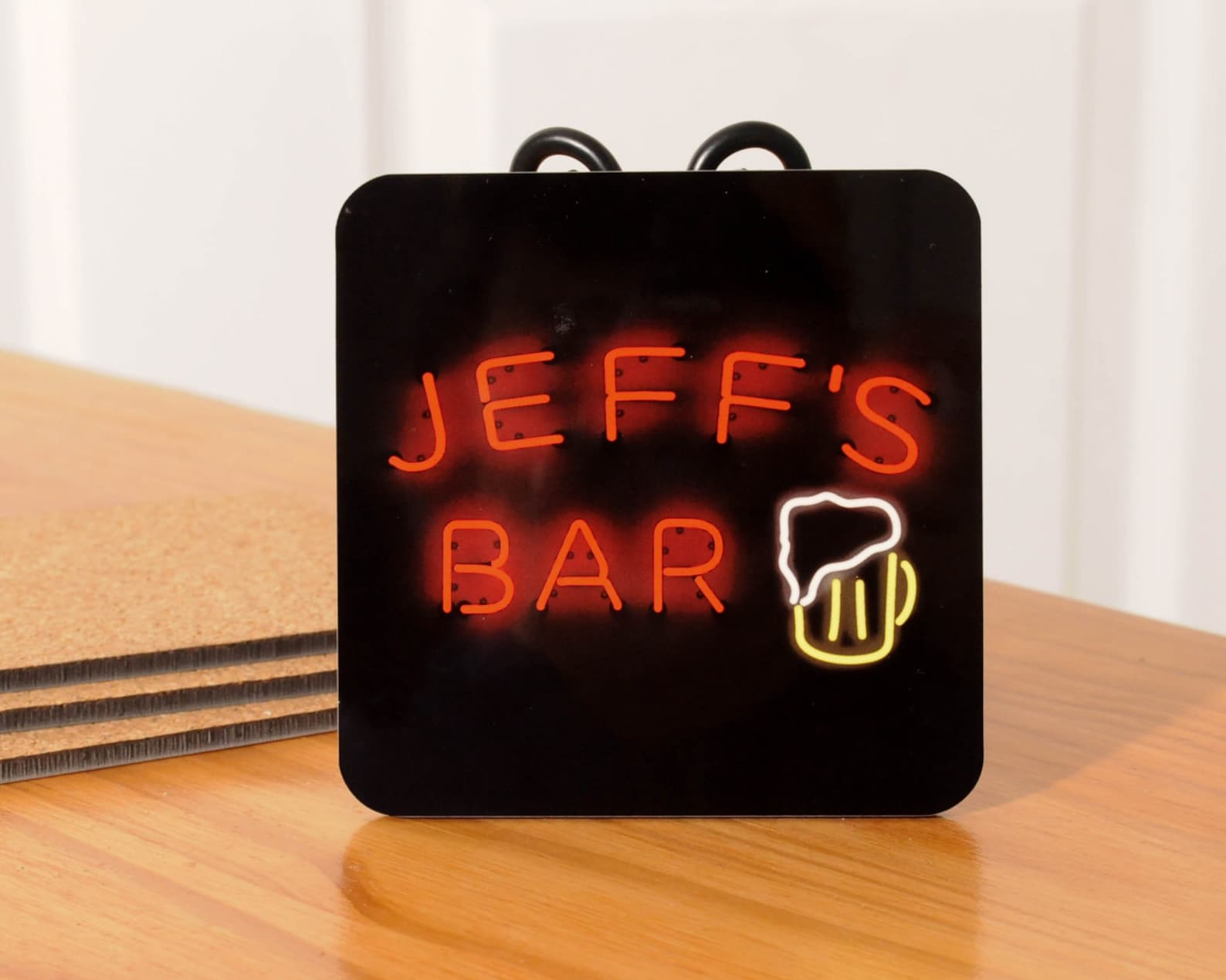 Personalized Beer Coasters Neon Design Set of 4 Etsy
