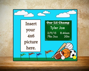 Personalized Baby Frame/Birth Frame - Sports Theme