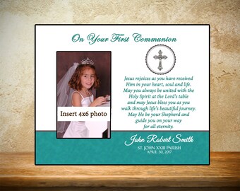 Personalized First Communion Frame - Teal Theme