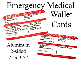 Emergency Medical Information Wallet Cards - ICE Info - 911