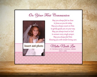 Personalized First Communion Frame - Pink_White Theme