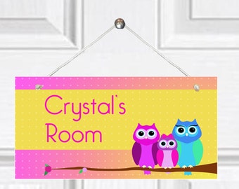 Personalized Child's Door Sign - Look Whooos Here Theme/Owl Theme