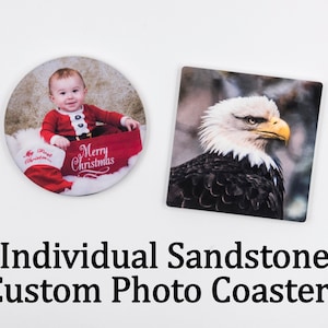 Photo Coasters, Sandstone, Personalized photo coasters, custom coasters, choose your quantity image 1