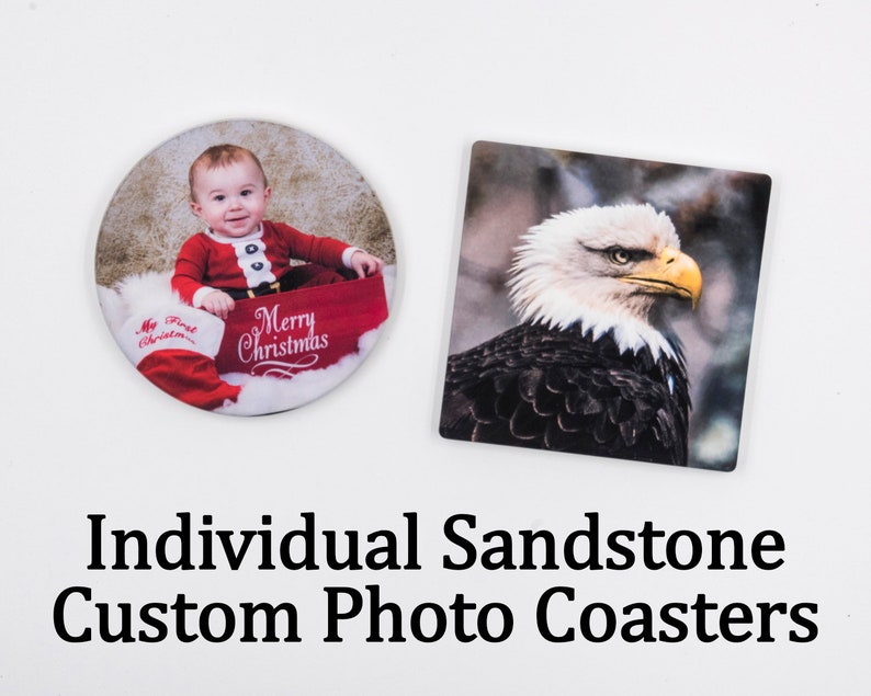 Photo Coasters, Sandstone, Personalized photo coasters, custom coasters, choose your quantity image 1