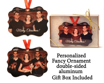 Quick Ship Custom Photo Ornament: Double-Sided Aluminum, Gift Box