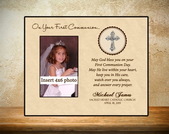 Personalized First Communion Frame - Tan Parchment Theme