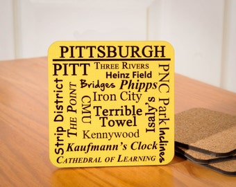 Posavasos de Pittsburgh palabras - juego de 4