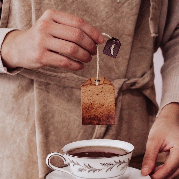 Black Tea Bag Leather Bookmark