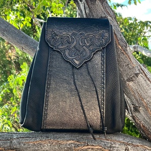 Raven medium logo jacquard and leather backpack hot sale